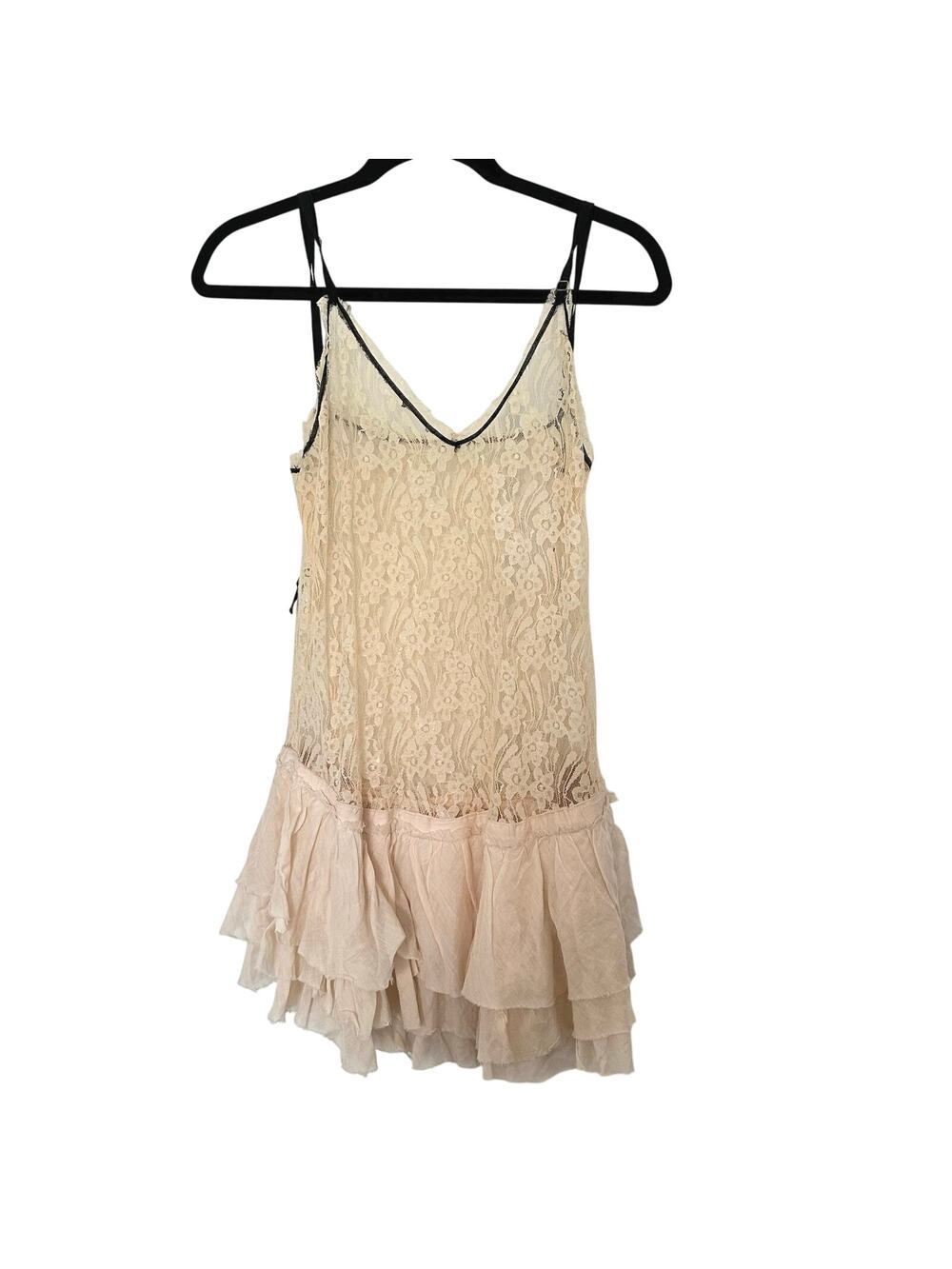 Free People (FP One) RARE Vintage Y2K Boho Sheer Violette Lace Slip Tunic Tank